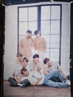 BTS Group Cloth Poster - Soft Neutral Tones